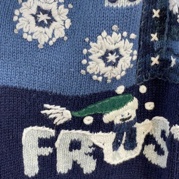 Vintage Heirloom Collectibles HOLIDAY SNOWMAN Sweater Size L Zip Cardigan Frosty - Picture 5 of 14